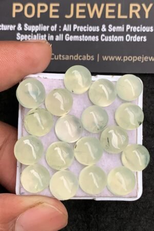 Natural Prehnite Gemstone Smooth Round Shape Cabochon Amazing & High Quality Loose Gemstones For Jewelry Making 9 MM Size 18 Pcs V3477