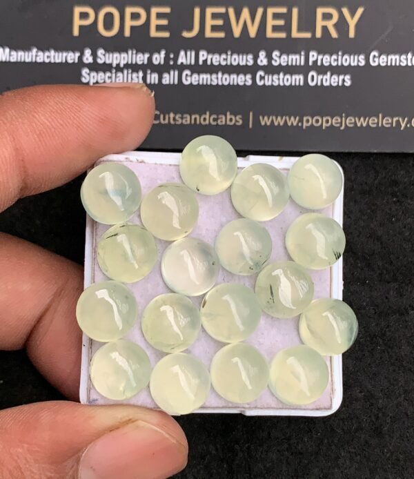 Natural Prehnite Gemstone Smooth Round Shape Cabochon Amazing & High Quality Loose Gemstones For Jewelry Making 9 MM Size 18 Pcs V3477