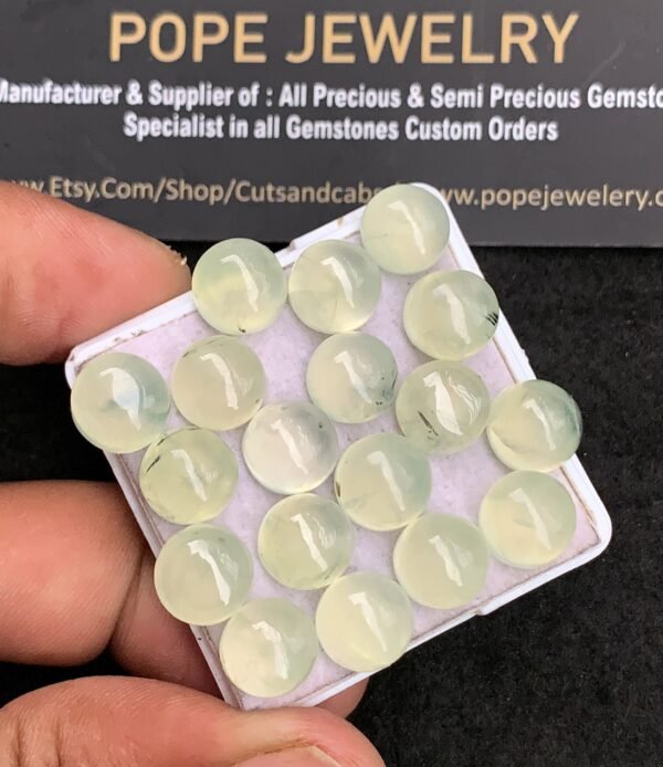 Natural Prehnite Gemstone Smooth Round Shape Cabochon Amazing & High Quality Loose Gemstones For Jewelry Making 9 MM Size 18 Pcs V3477 - Image 2