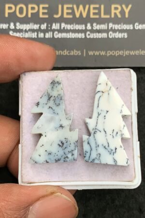 Natural Dendrite Opal Gemstone Smooth Thunder Shape Cabochon High Quality Loose Gemstones For Jewelry Making 30x16 MM Size 2 Pcs V3503