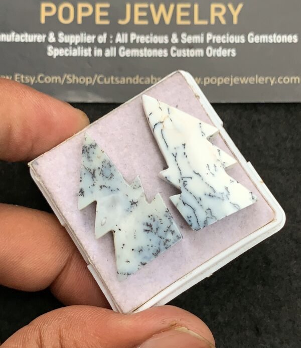 Natural Dendrite Opal Gemstone Smooth Thunder Shape Cabochon High Quality Loose Gemstones For Jewelry Making 30x16 MM Size 2 Pcs V3503 - Image 2