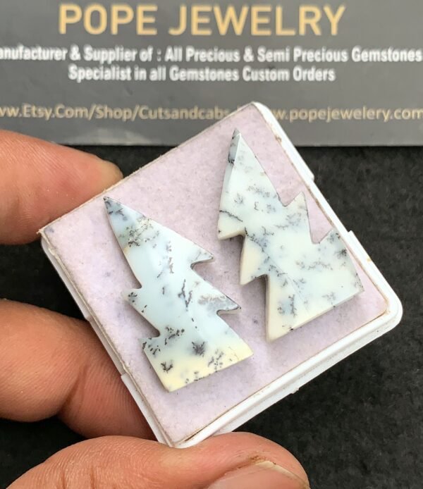 Natural Dendrite Opal Gemstone Smooth Thunder Shape Cabochon High Quality Loose Gemstones For Jewelry Making 30x16 MM Size 2 Pcs V3504 - Image 2