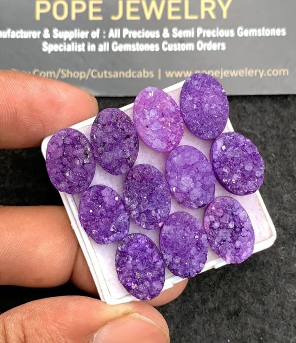 Natural Purple Agate Gemstone Smooth Oval Shape Cabochon High Quality Loose Gemstones For Jewelry Making 14x10 MM Size 11 Pcs V3514 - Image 2