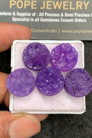 Natural Purple Agate Gemstone Smooth Round Shape Cabochon High Quality Loose Gemstones For Jewelry Making 15 MM Size 5 Pcs V3515
