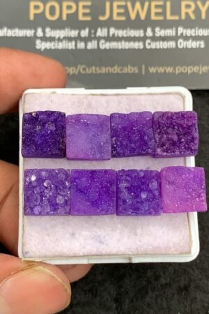 Natural Purple Agate Gemstone Smooth Cushion Shape Cabochon High Quality Loose Gemstones For Jewelry Making 10 MM Size 8 Pcs V3516