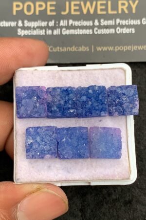 Natural Blue Agate Gemstone Smooth Cushion Shape Cabochon High Quality Loose Gemstones For Jewelry Making 10 MM Size 7 Pcs V3517