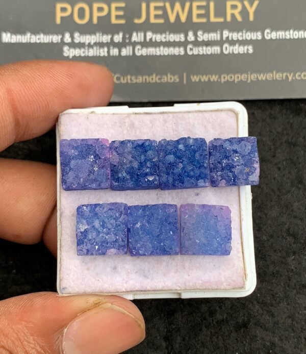 Natural Blue Agate Gemstone Smooth Cushion Shape Cabochon High Quality Loose Gemstones For Jewelry Making 10 MM Size 7 Pcs V3517