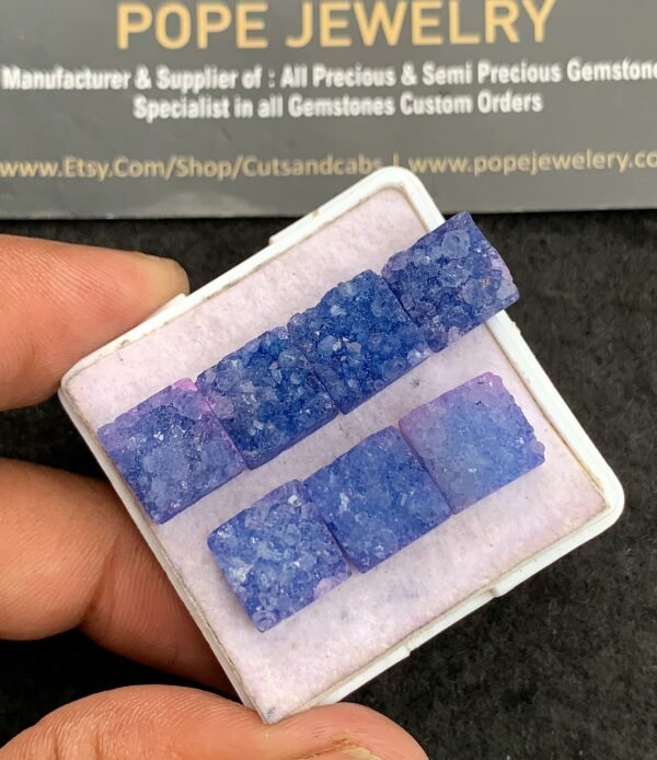 Natural Blue Agate Gemstone Smooth Cushion Shape Cabochon High Quality Loose Gemstones For Jewelry Making 10 MM Size 7 Pcs V3517 - Image 2