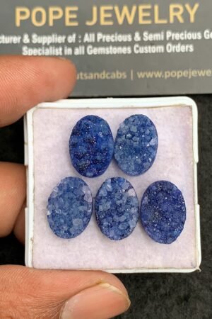 Natural Blue Agate Gemstone Smooth Oval Shape Cabochon High Quality Loose Gemstones For Jewelry Making 14x10 MM Size 5 Pcs V3518