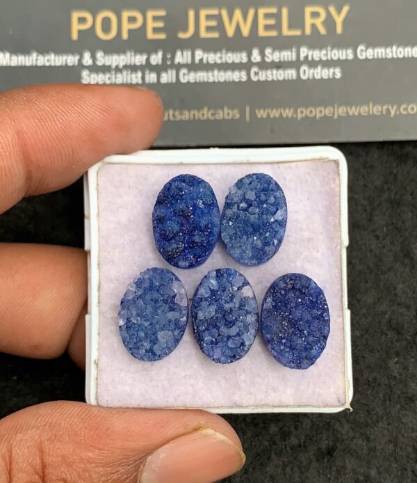 Natural Blue Agate Gemstone Smooth Oval Shape Cabochon High Quality Loose Gemstones For Jewelry Making 14x10 MM Size 5 Pcs V3518