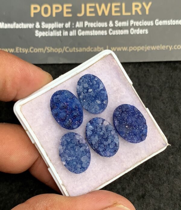 Natural Blue Agate Gemstone Smooth Oval Shape Cabochon High Quality Loose Gemstones For Jewelry Making 14x10 MM Size 5 Pcs V3518 - Image 2