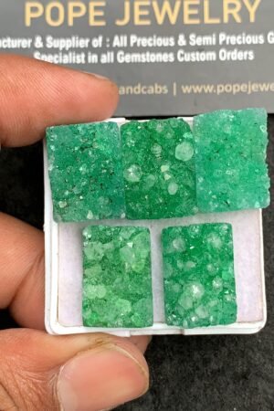 Natural Green Agate Gemstone Smooth Rectangle Shape Cabochon High Quality Loose Gemstones For Jewelry Making 18x13 MM Size 5 Pcs V3521