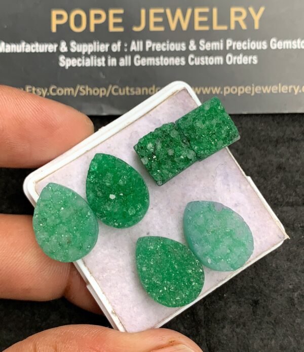 Natural Green Agate Gemstone Smooth Mix Shape Cabochon High Quality Loose Gemstones For Jewelry Making 10-16 MM Size 6 Pcs V3524 - Image 2