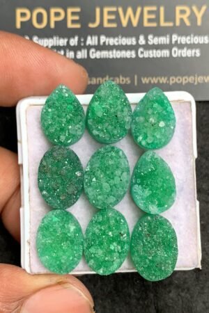 Natural Green Agate Gemstone Smooth Mix Shape Cabochon High Quality Loose Gemstones For Jewelry Making 14x10 MM Size 9 Pcs V3525
