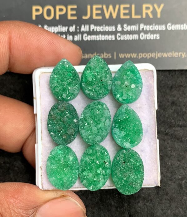Natural Green Agate Gemstone Smooth Mix Shape Cabochon High Quality Loose Gemstones For Jewelry Making 14x10 MM Size 9 Pcs V3525