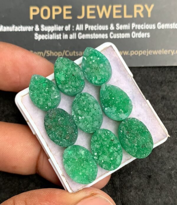 Natural Green Agate Gemstone Smooth Mix Shape Cabochon High Quality Loose Gemstones For Jewelry Making 14x10 MM Size 9 Pcs V3525 - Image 2