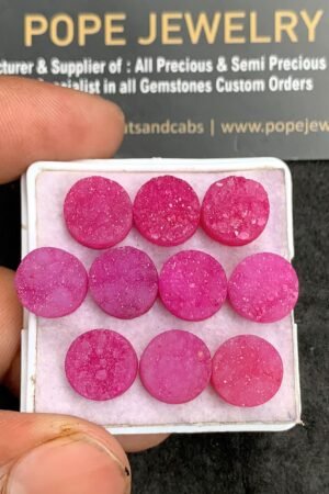 Natural Pink Agate Gemstone Smooth Round Shape Cabochon High Quality Loose Gemstones For Jewelry Making 10 MM Size 10 Pcs V3526