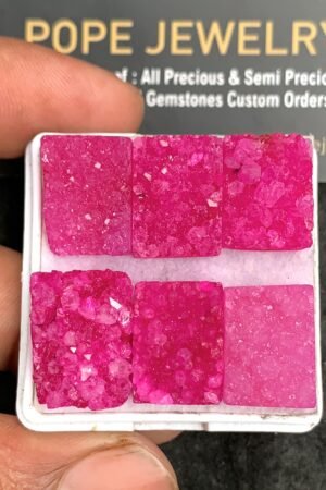 Natural Pink Agate Gemstone Smooth Rectangle Shape Cabochon High Quality Loose Gemstones For Jewelry Making 15-17 MM Size 6 Pcs V3529