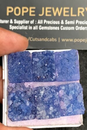 Natural Blue Agate Gemstone Smooth Rectangle Shape Cabochon High Quality Loose Gemstones For Jewelry Making 16-19 MM Size 6 Pcs V3532