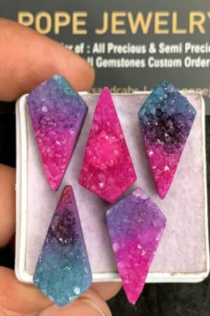 Natural Multi Color Agate Gemstone Smooth Fancy Shape Cabochon High Quality Loose Gemstones For Jewelry Making 24-25 MM Size 5 Pcs V3533