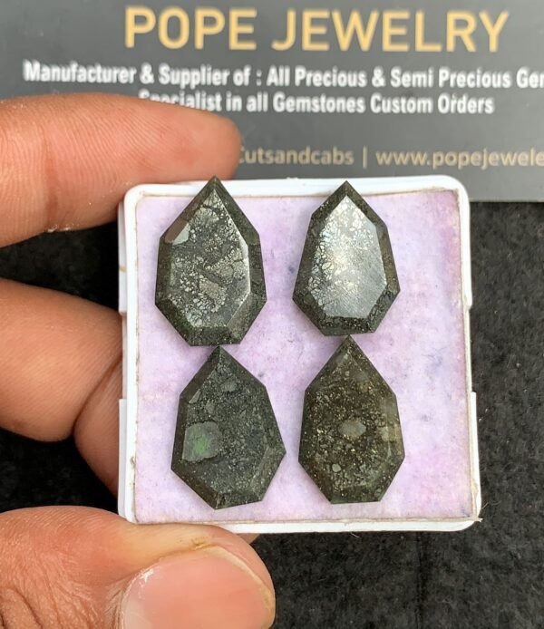 Natural Golden Obsidian Gemstone Step Cut Fancy Shape Cabochon High Quality Loose Gemstones For Jewelry Making 18-20 MM Size 4 Pcs V3545