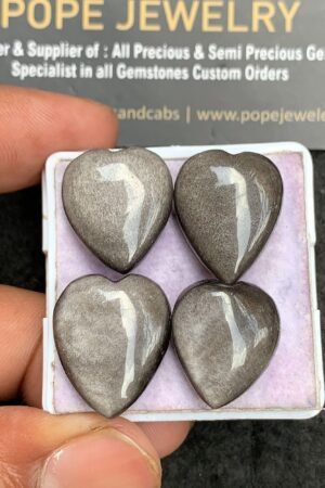 Natural Golden Obsidian Gemstone Smooth Heart Shape Cabochon High Quality Loose Gemstones For Jewelry Making 18-20 MM Size 4 Pcs V3555