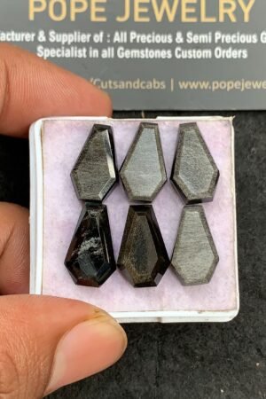 Natural Golden Obsidian Gemstone Step Cut Coffin Shape Cabochon High Quality Loose Gemstones For Jewelry Making 16x10 MM Size 6 Pcs V3558