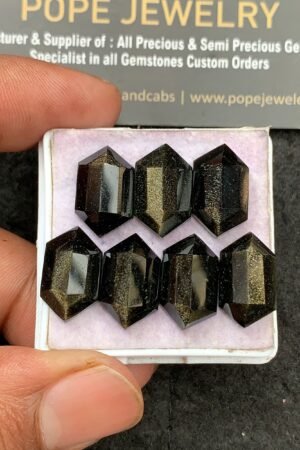 Natural Golden Obsidian Gemstone Step Cut Hexagon Shape Cabochon High Quality Loose Gemstones For Jewelry Making 16x10 MM Size 7 Pcs V3560