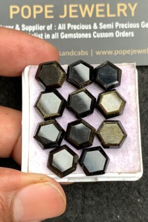 Natural Golden Obsidian Gemstone Step Cut Hexagon Shape Cabochon High Quality Loose Gemstones For Jewelry Making 10 MM Size 11 Pcs V3561