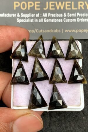 Natural Golden Obsidian Gemstone Rose Cut Fancy Shape Cabochon High Quality Loose Gemstones For Jewelry Making 14x10 MM Size 10 Pcs V3564