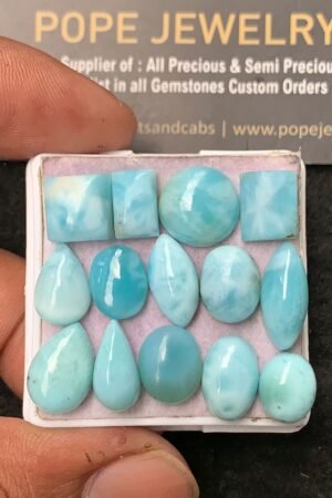 Natural Larimar Gemstone Smooth Mix Shape Cabochon High Quality Loose Gemstones For Jewelry Making 10-15 MM Size 14 Pcs V3568