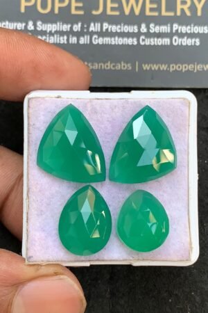 Natural Green Onyx Gemstone Rose Cut Mix Shape Cabochon High Quality Loose Gemstones For Jewelry Making 14-20 MM Size 2 Pair V3590