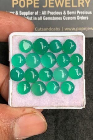 Natural Green Onyx Gemstone Smooth Round Shape Cabochon High Quality Loose Gemstones For Jewelry Making 7-9 MM Size 18 Pcs V3594