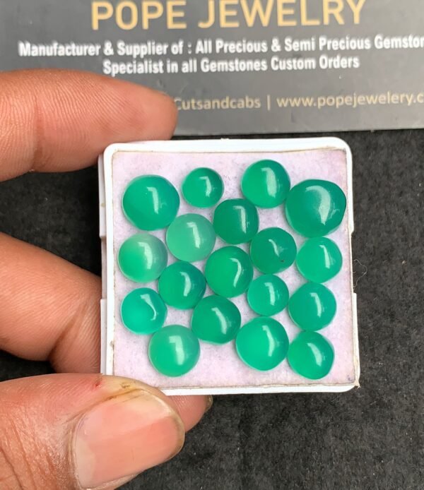 Natural Green Onyx Gemstone Smooth Round Shape Cabochon High Quality Loose Gemstones For Jewelry Making 6-10 MM Size 18 Pcs V3595