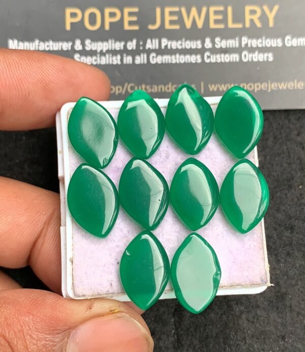 Natural Green Onyx Gemstone Smooth Marquise Shape Cabochon High Quality Loose Gemstones For Jewelry Making 15x10 MM Size 10 Pcs V3597