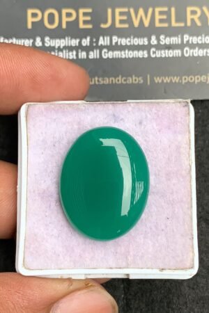 Natural Green Onyx Gemstone Smooth Oval Shape Cabochon High Quality Loose Gemstones For Jewelry Making 26x10x6  MM Size V3600