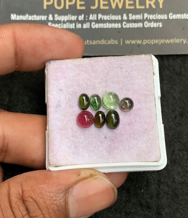 Natural Tourmaline Gemstone Smooth Mix Shape Cabochon High Quality Loose Gemstones For Jewelry Making 5-7 MM Size 7 Pcs V3603