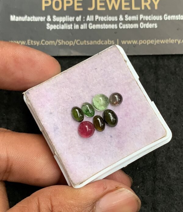 Natural Tourmaline Gemstone Smooth Mix Shape Cabochon High Quality Loose Gemstones For Jewelry Making 5-7 MM Size 7 Pcs V3603 - Image 2