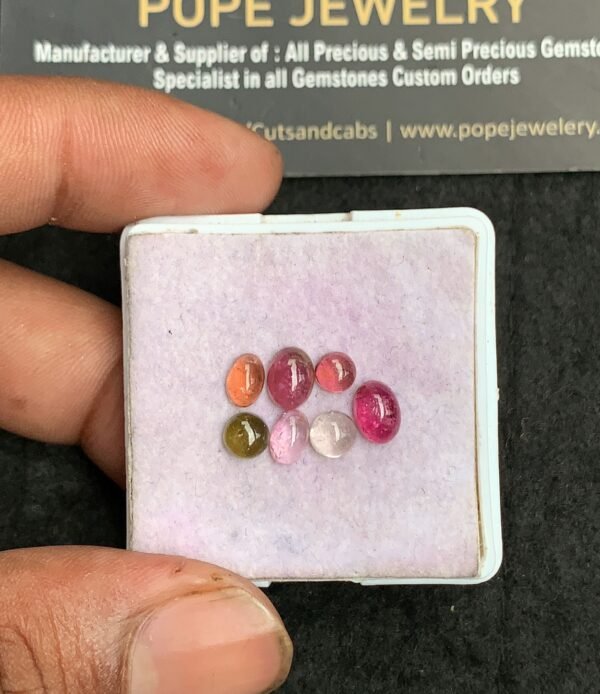Natural Tourmaline Gemstone Smooth Mix Shape Cabochon High Quality Loose Gemstones For Jewelry Making 5-7 MM Size 7 Pcs V3606