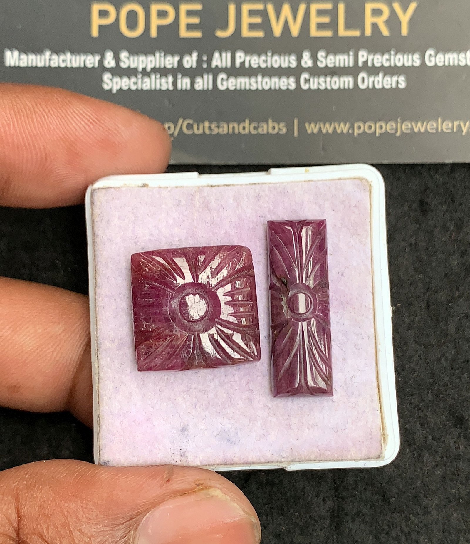 Natural Ruby Gemstone Hand Carved Mix Shape Cabochon High Quality Loose Gemstones For Jewelry Making 16-24 MM Size 2 Pcs V3620