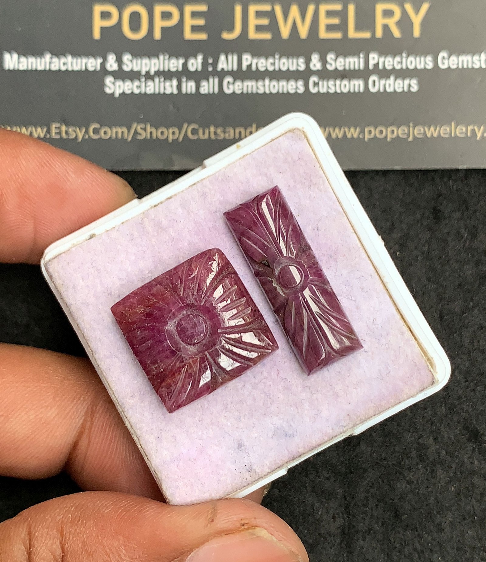 Natural Ruby Gemstone Hand Carved Mix Shape Cabochon High Quality Loose Gemstones For Jewelry Making 16-24 MM Size 2 Pcs V3620 - Image 2
