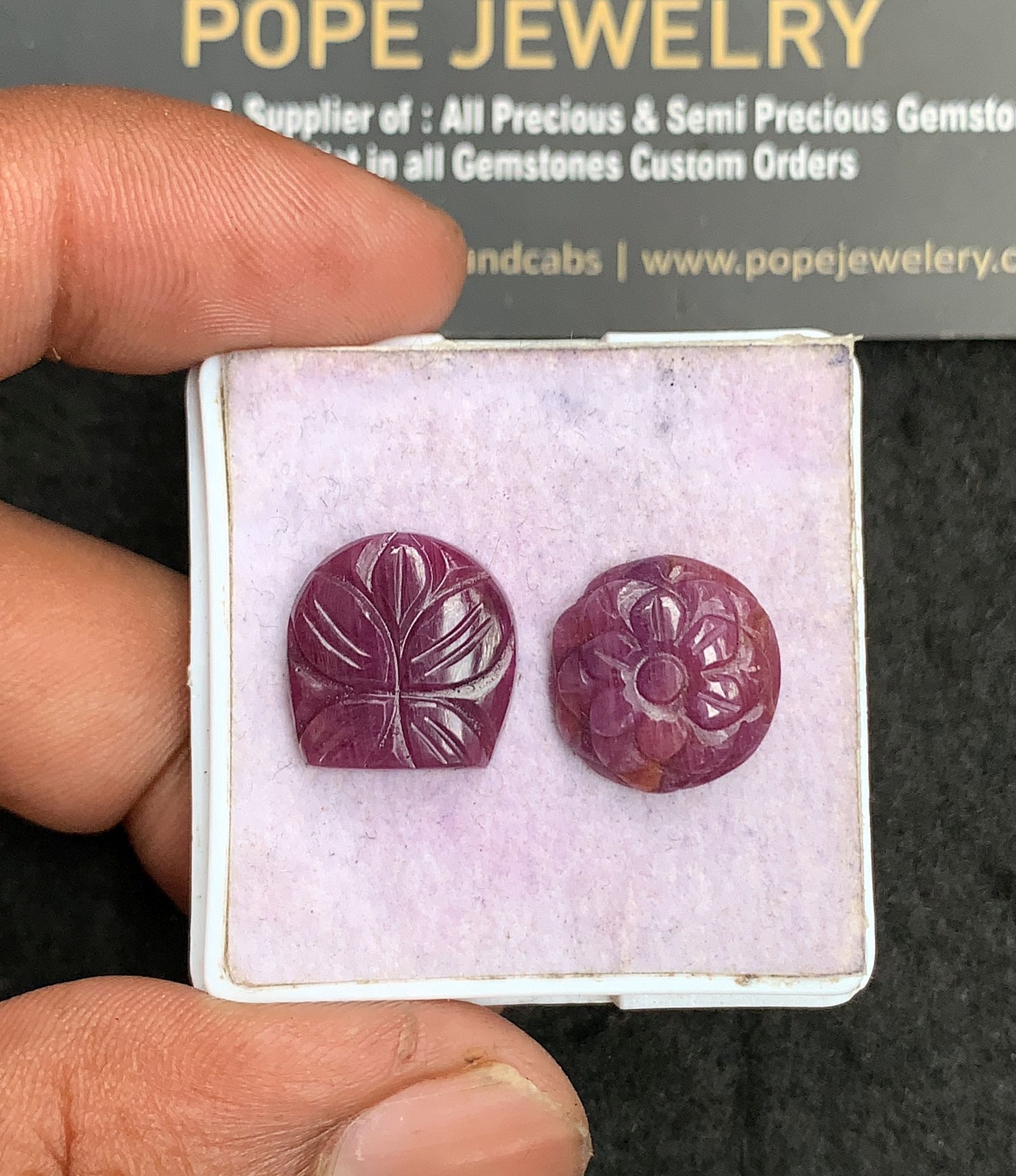 Natural Ruby Gemstone Hand Carved Mix Shape Cabochon High Quality Loose Gemstones For Jewelry Making 14 MM Size 2 Pcs V3622