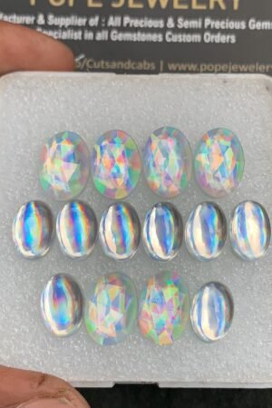 Mystic Rainbow Quartz Gemstone Smooth Oval Shape Cabochon High Quality Loose Gemstone Wholesalegems 12-14 MM Size V2645