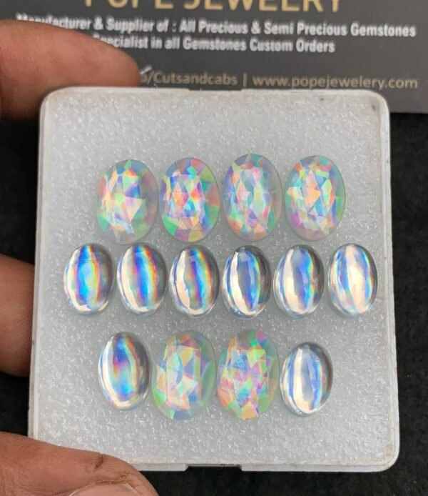 Mystic Rainbow Quartz Gemstone Smooth Oval Shape Cabochon High Quality Loose Gemstone Wholesalegems 12-14 MM Size V2645