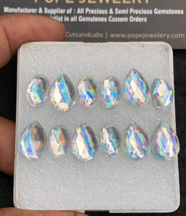 Mystic Rainbow Quartz Gemstone Smooth Mix Shape Cabochon High Quality Loose Gemstone Wholesalegems 12-14 MM Size 12 Pcs V2646