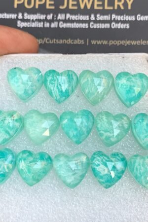 Natural Amazonite Doublet Gemstone Rose Cut Heart Shape Cabochon High Quality Loose Gemstones For Jewelry Making 12 Size 14 Pcs V3651
