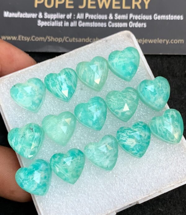 Natural Amazonite Doublet Gemstone Rose Cut Heart Shape Cabochon High Quality Loose Gemstones For Jewelry Making 12 Size 14 Pcs V3651 - Image 2