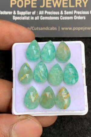 Natural Amazonite Doublet Gemstone Rose Cut Pear Shape Cabochon High Quality Loose Gemstones For Jewelry Making 12x8 Size 10 Pcs V3652