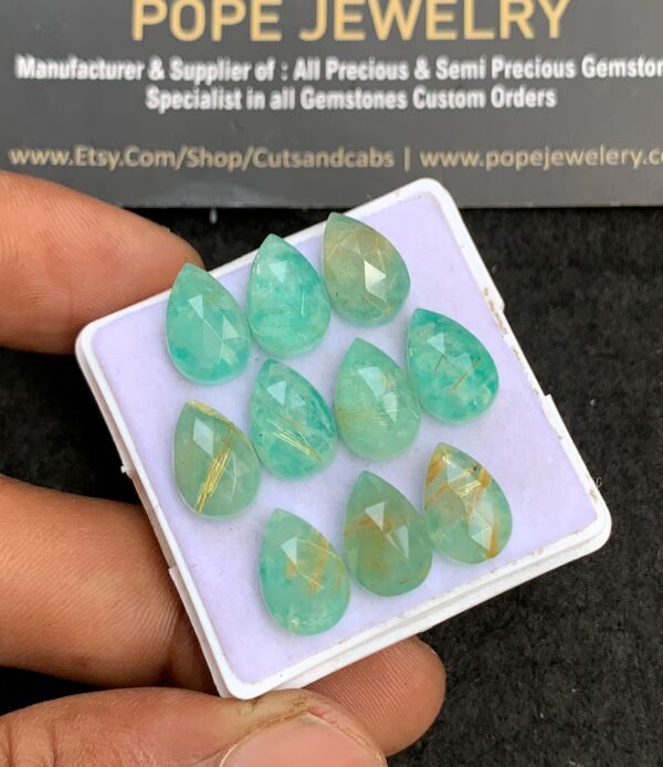 Natural Amazonite Doublet Gemstone Rose Cut Pear Shape Cabochon High Quality Loose Gemstones For Jewelry Making 12x8 Size 10 Pcs V3652 - Image 2