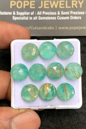 Natural Amazonite Doublet Gemstone Rose Cut Round Shape Cabochon High Quality Loose Gemstones For Jewelry Making 10 MM Size 10 Pcs V3653